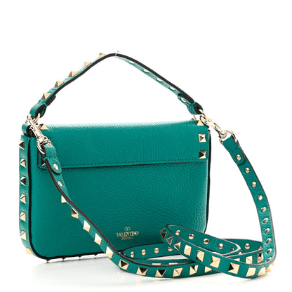 Valentino Garavani Grainy Calfskin Rockstud Crossbody Pouch Ultra Marine Green 3 of 10