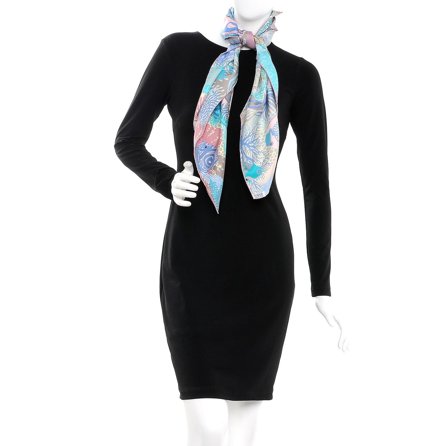 Silk Under The Waves Scarf 90 Aqua Rose Pale Turquoise