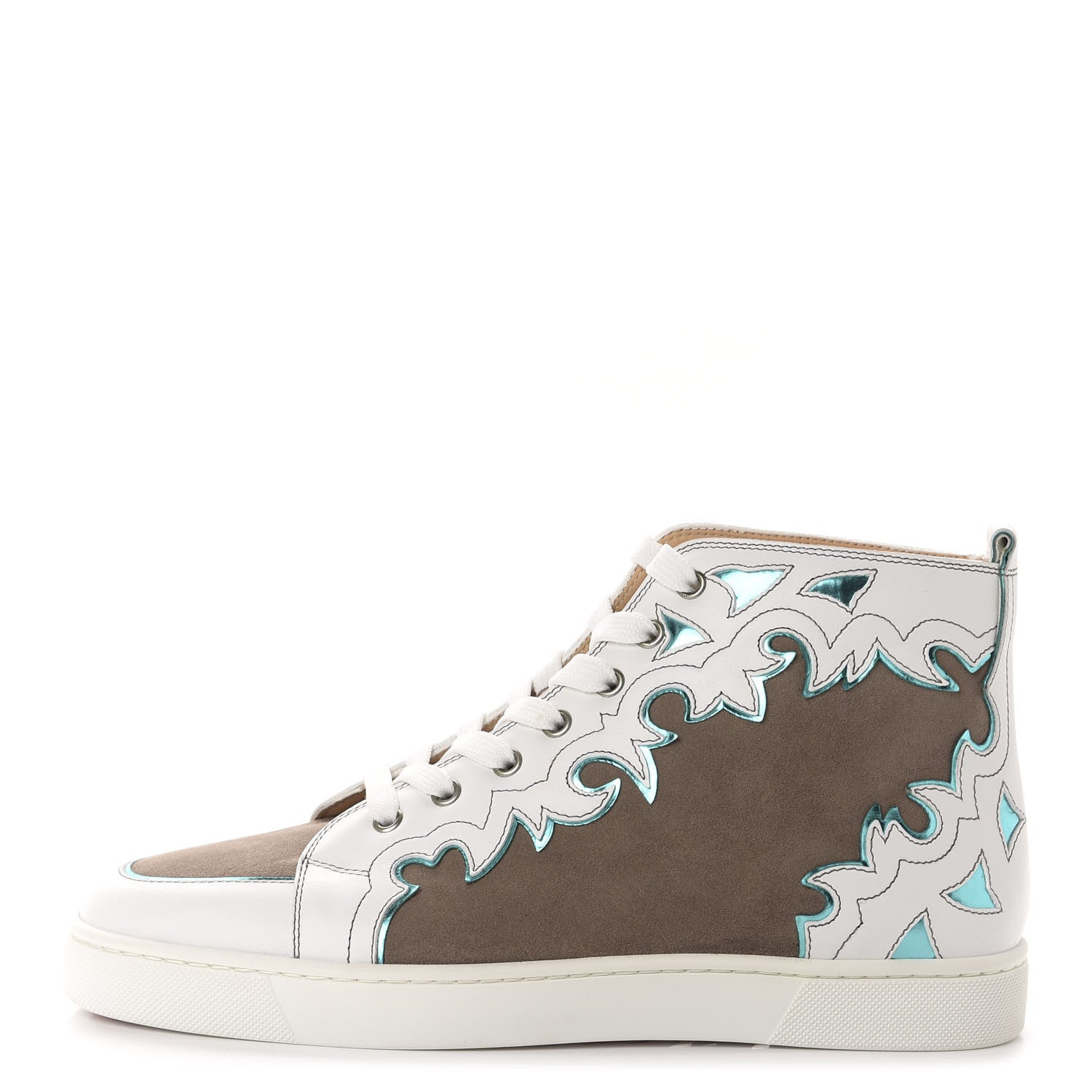 Christian Louboutin Calfskin Suede Mens Arizona High Top Flat Sneakers 42 Version Mastic 1 of 9
