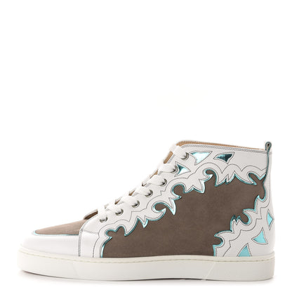 Christian Louboutin Calfskin Suede Mens Arizona High Top Flat Sneakers 42 Version Mastic 1 of 9