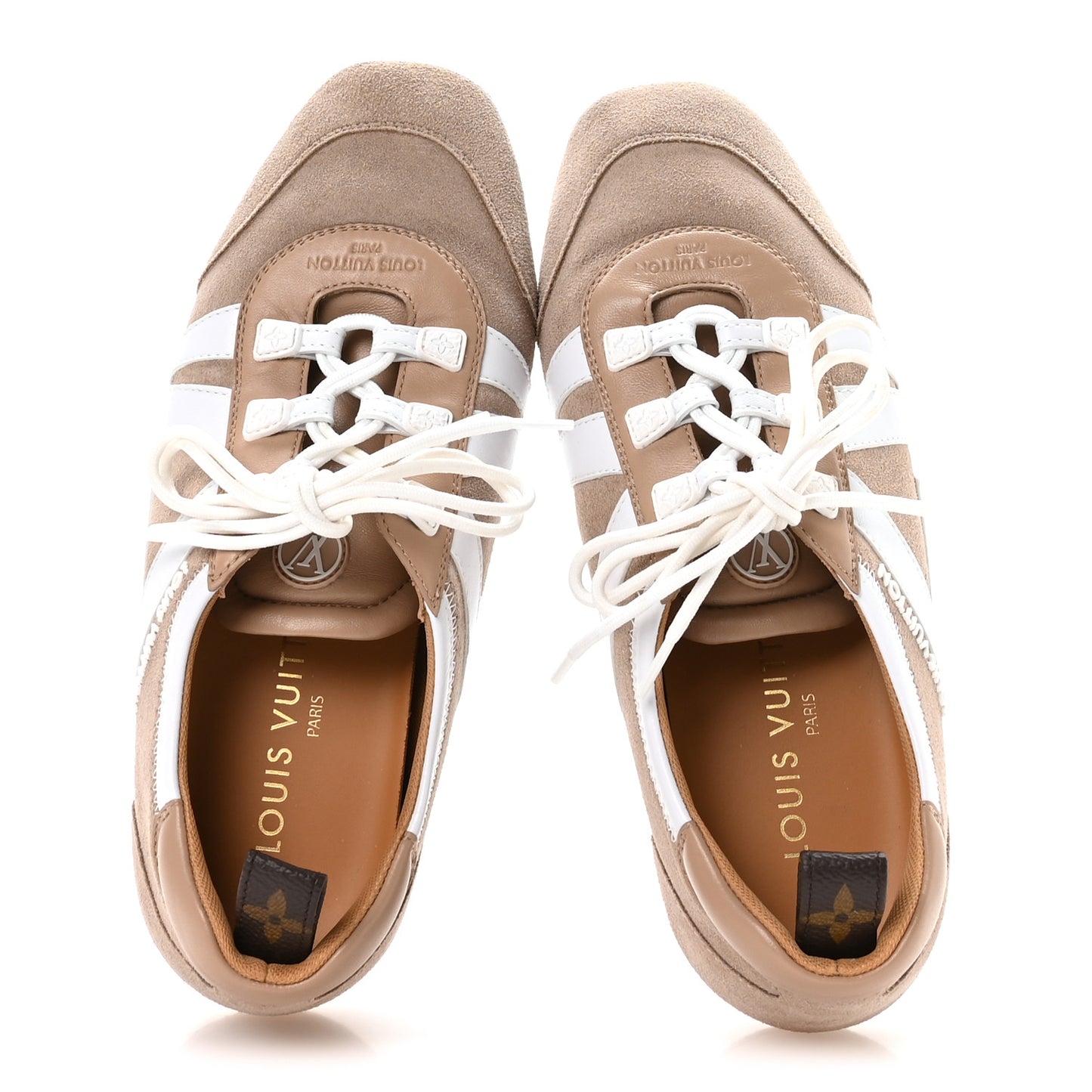 Suede Calfskin LV Sneakerina 37.5 Hazelnut Brown