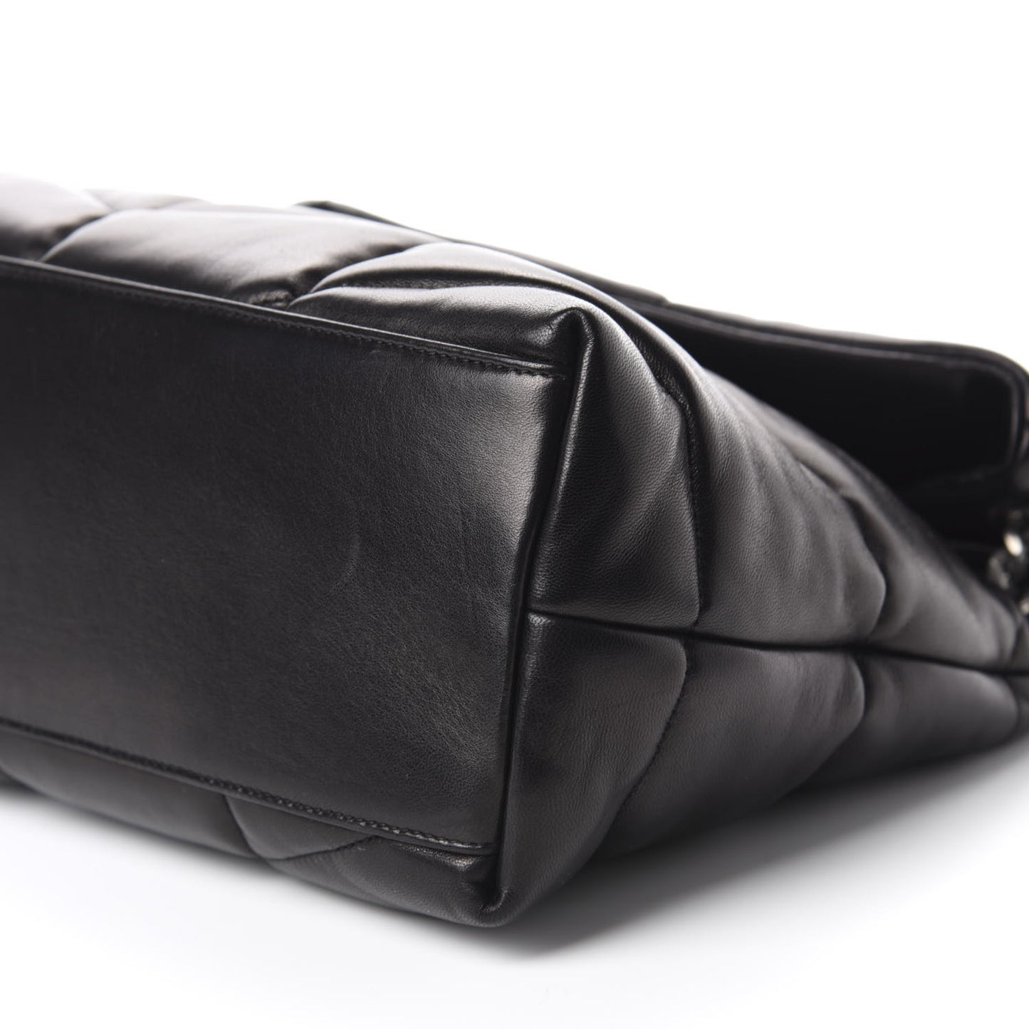 Lambskin Quilted Medium Loulou Puffer Monogram Chain Satchel Black