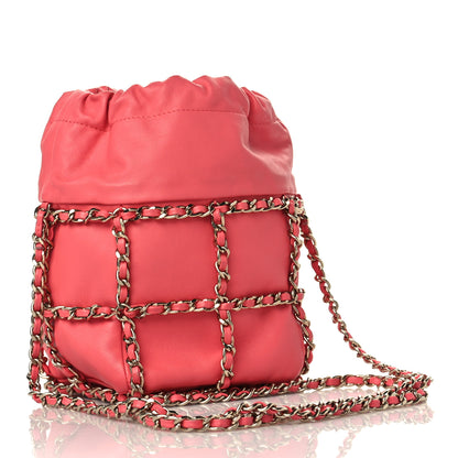 Chanel Lambskin Bucket Chain Drawstring Bag Pink 2 of 8