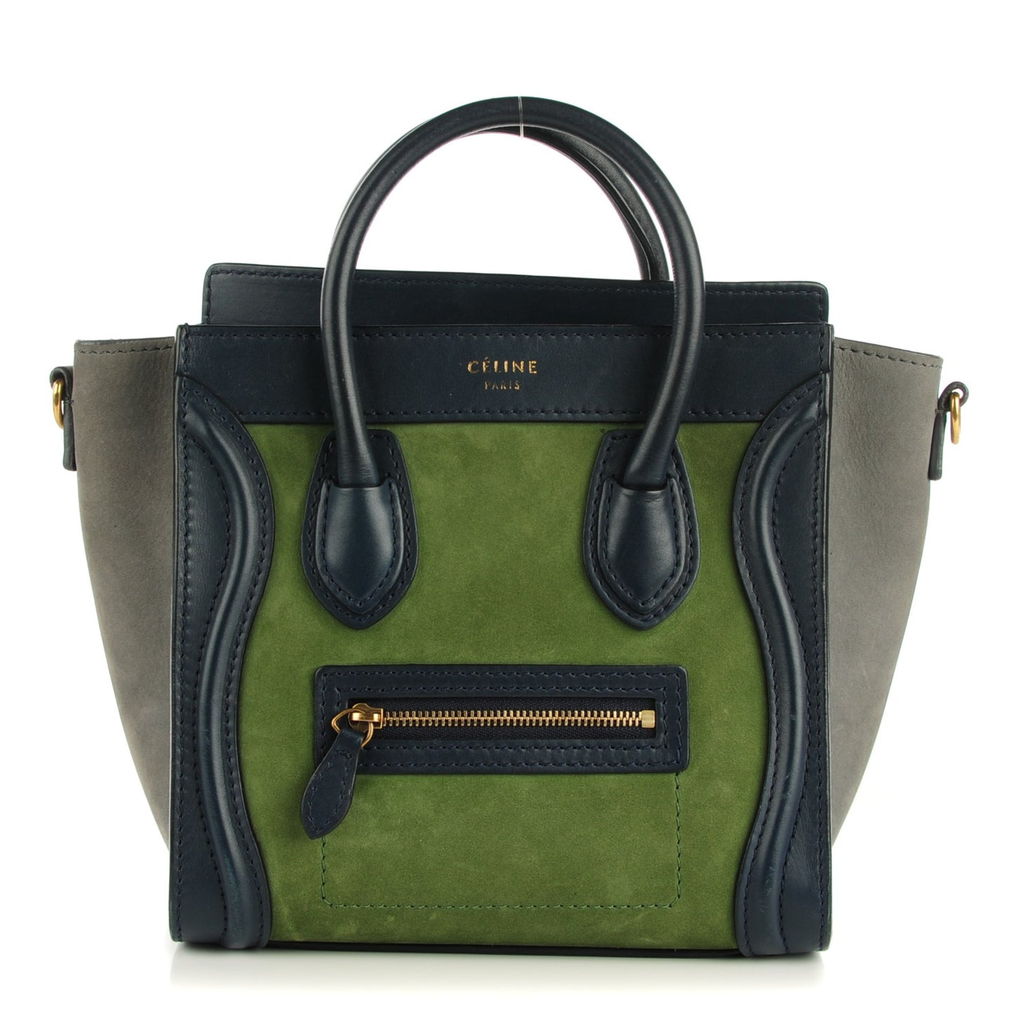 Nubuck Smooth Calfskin Nano Tri-Color Luggage Green