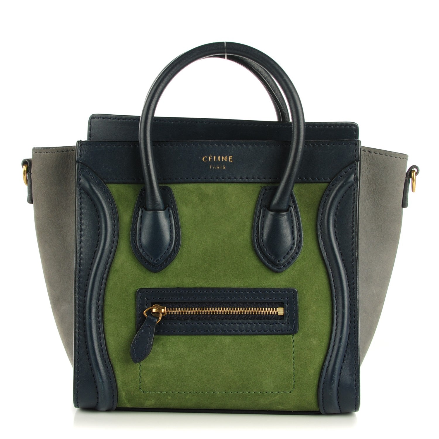 Celine Nubuck Smooth Calfskin Nano Tri-Color Luggage Green 1 of 10