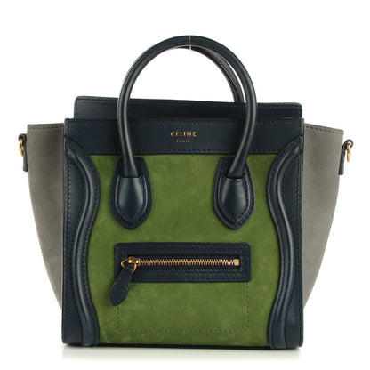 Celine Nubuck Smooth Calfskin Nano Tri-Color Luggage Green 1 of 10