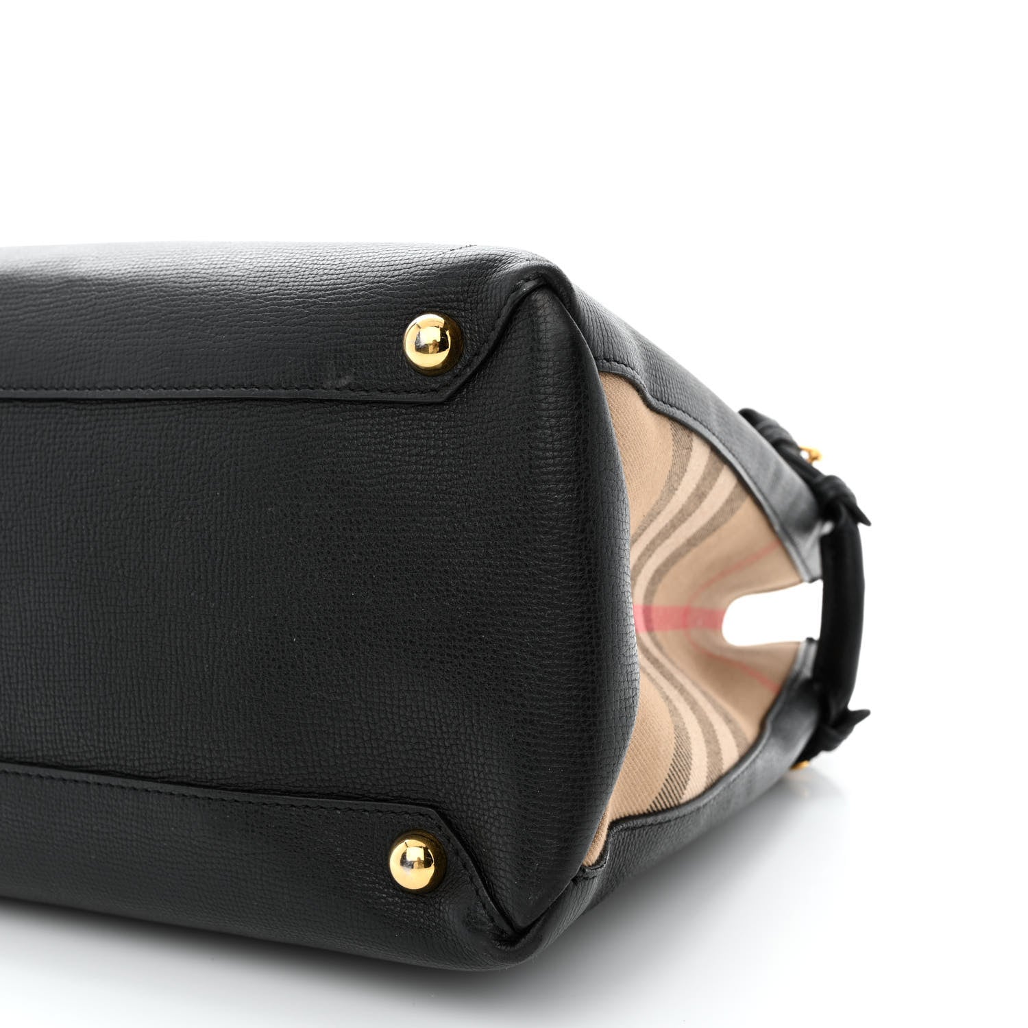 Burberry Grainy Calfskin House Check Large Banner Tote Black 13 of 21