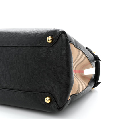Burberry Grainy Calfskin House Check Large Banner Tote Black 13 of 21