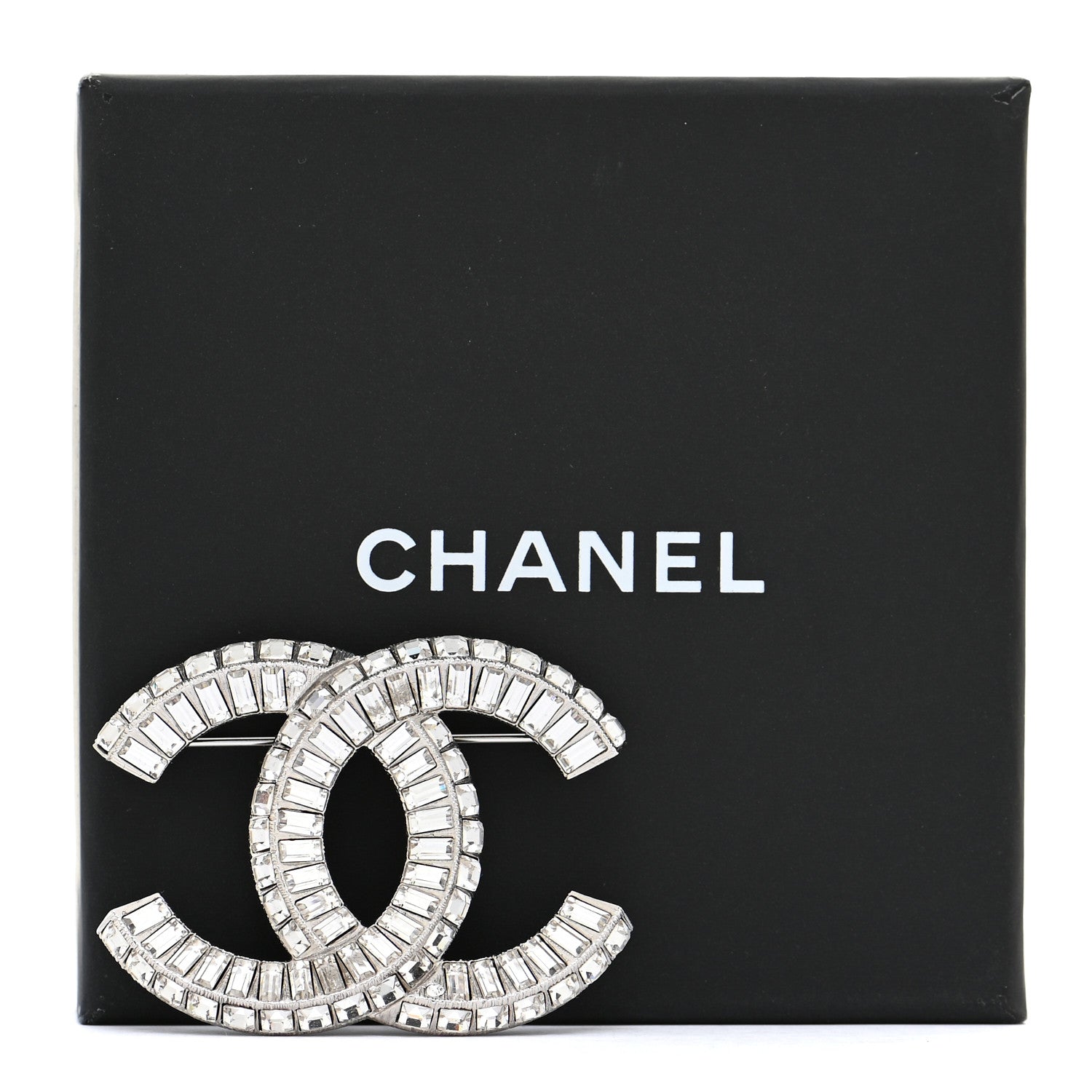 Chanel Baguette Crystal CC Brooch Silver 5 of 5