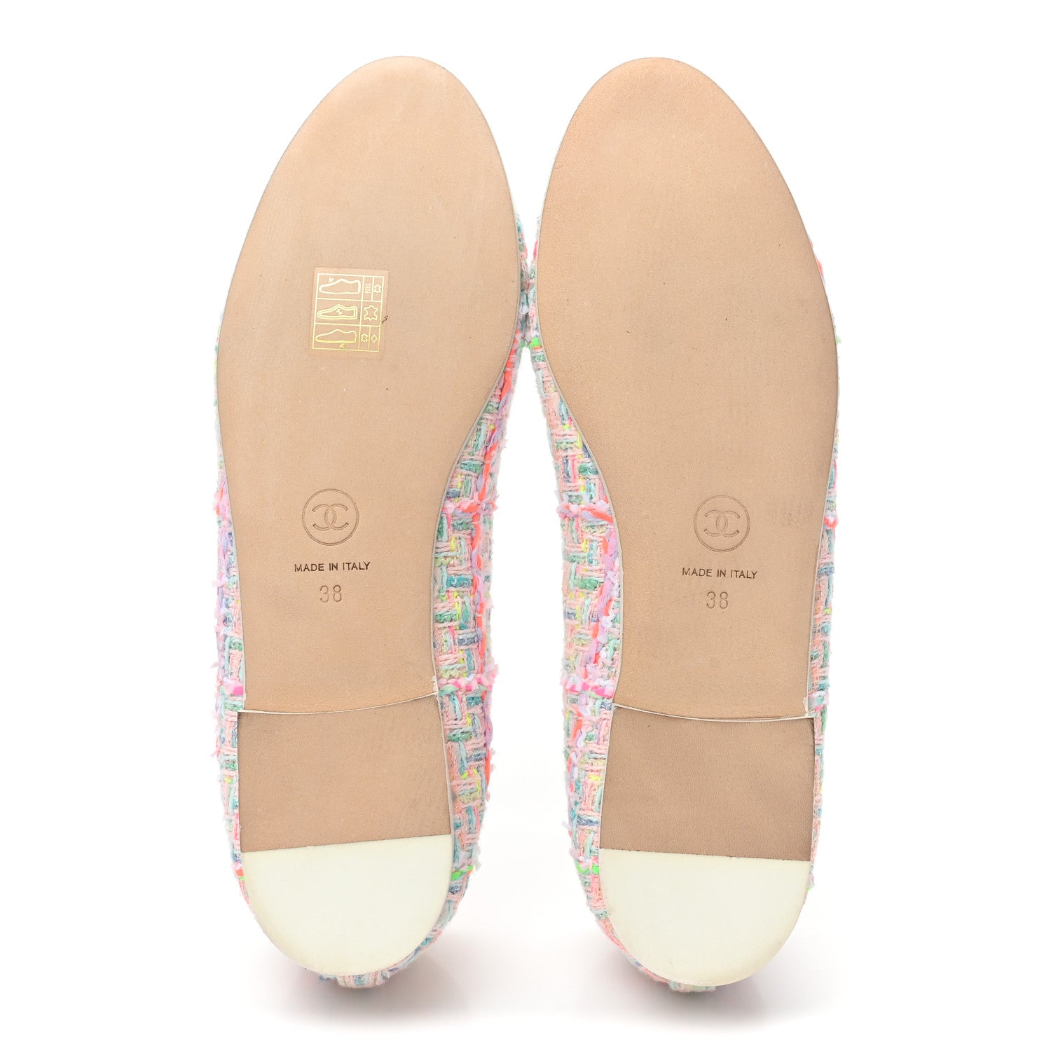 Chanel Tweed Patent Cap Toe Ballerina Flats 38 Pink White 5 of 10