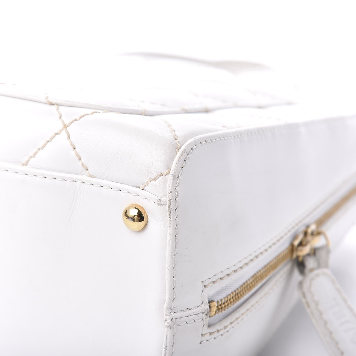 Chanel Calfskin Wild Stitch Surpique Top Handle Bag White 11 of 12