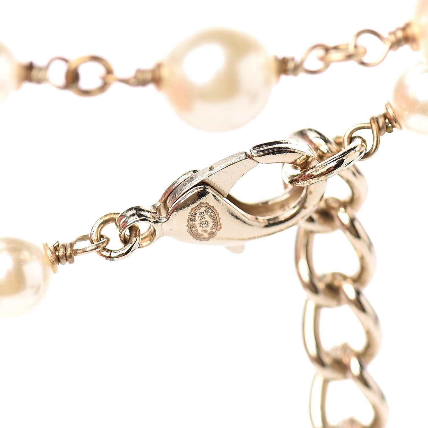 Chanel Pearl Beaded Enamel CC Long Necklace Gold Lilac 3 of 4