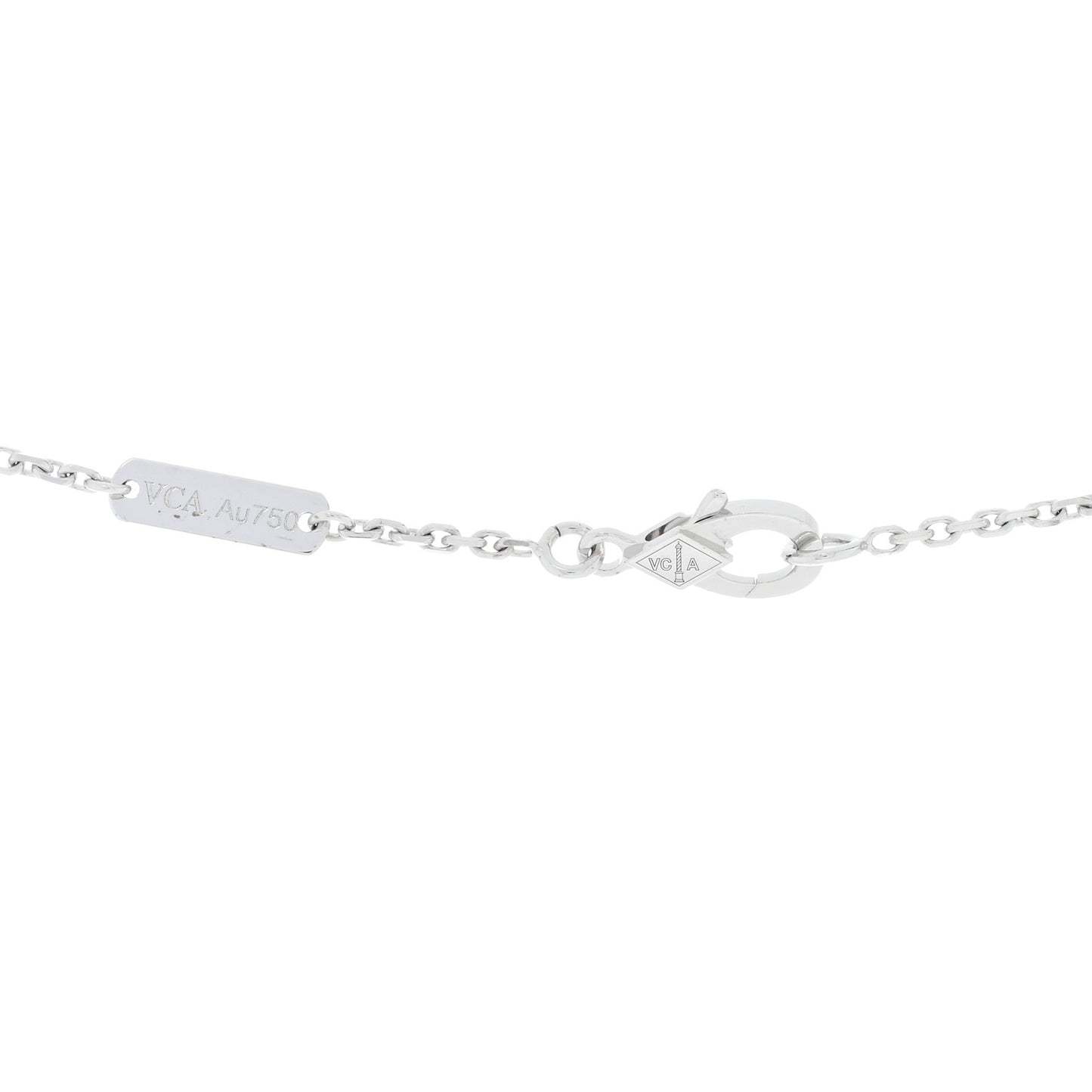 18K White Gold Diamond Vintage Alhambra Pendant Necklace