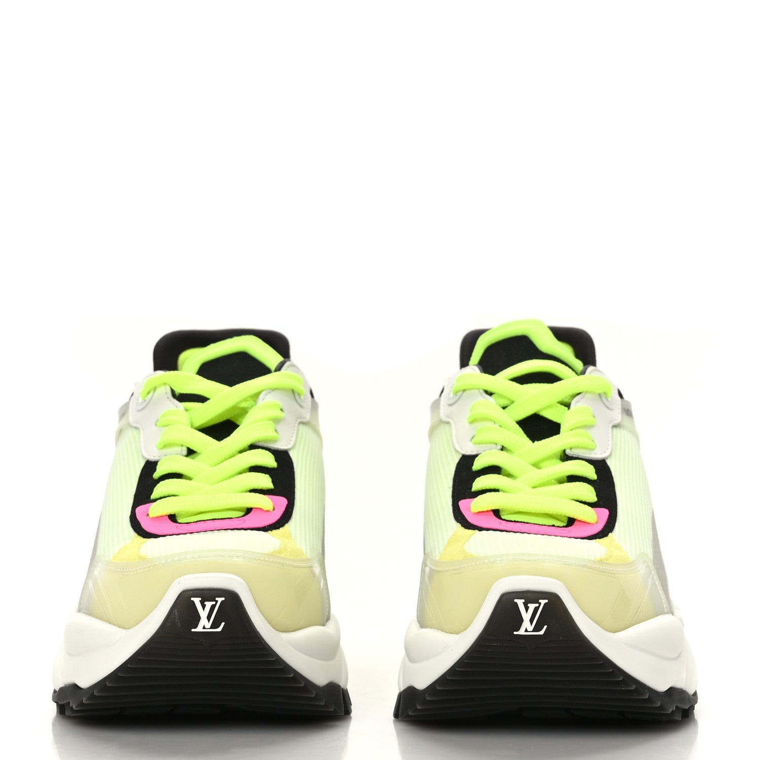 Louis Vuitton Mix Materials Suede Calfskin Run 55 Sneakers 36.5 Pink White Yellow 2 of 7