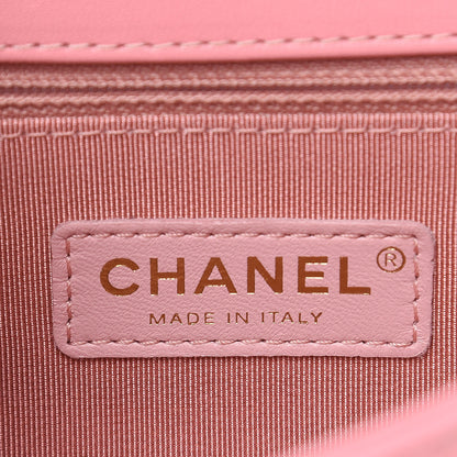 Chanel Lambskin Quilted Pearl Chain Flap Bag Pink 6 of 9