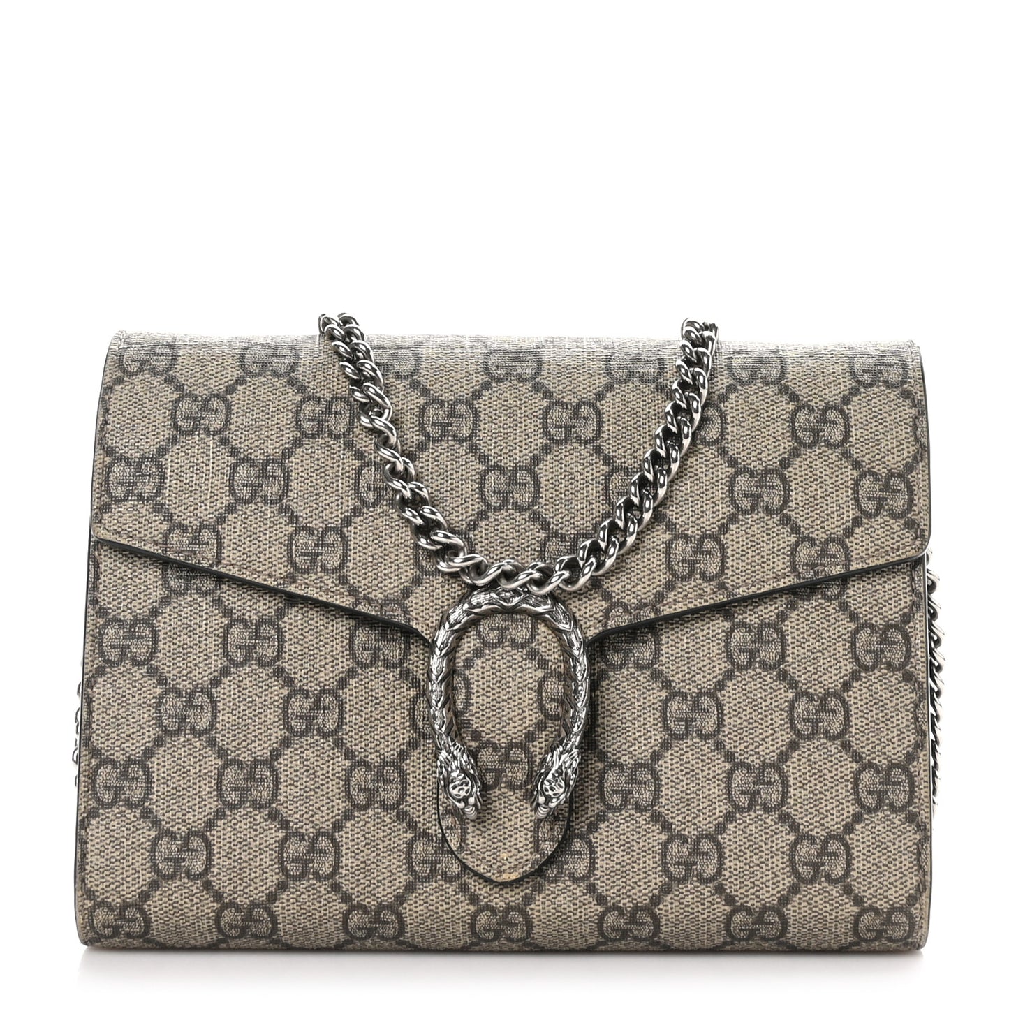 GG Supreme Monogram Mini Dionysus Chain Wallet Beige Black