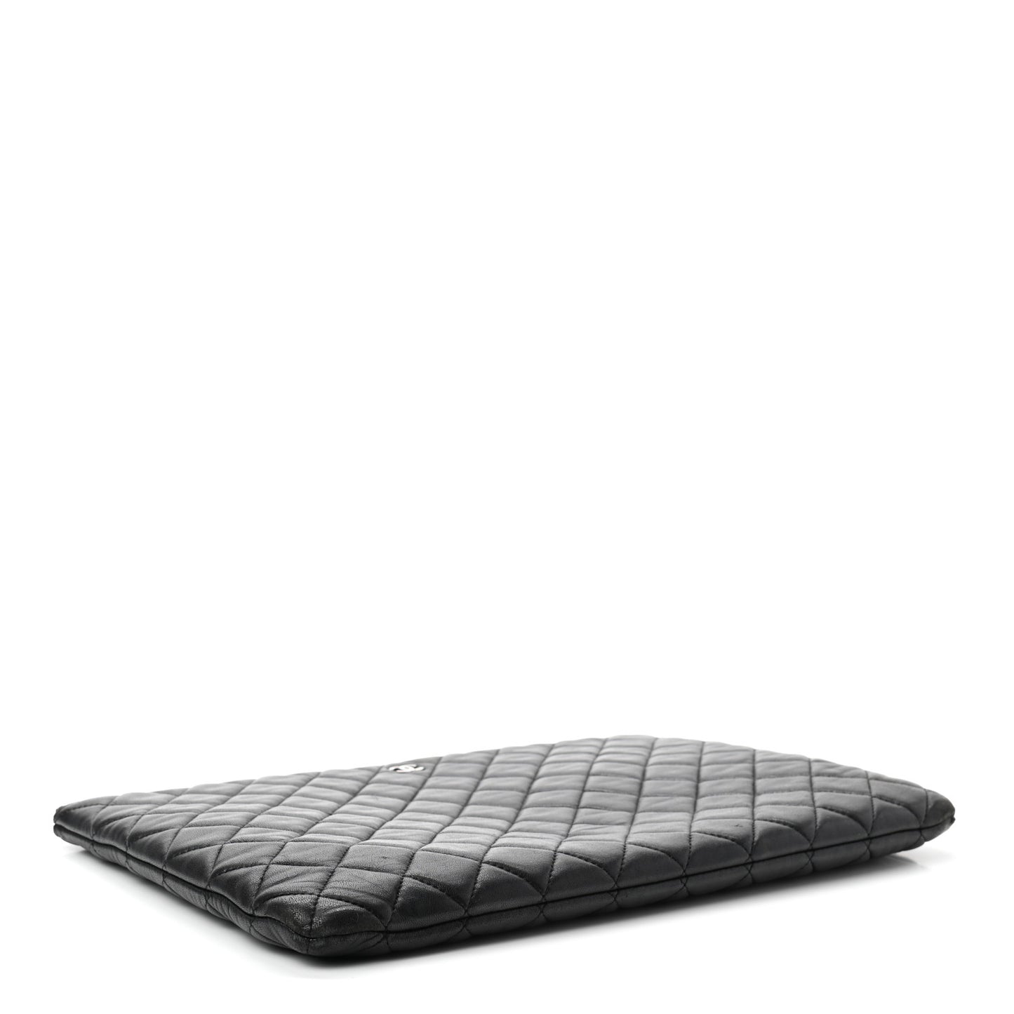Lambskin Quilted Large Cosmetic Case Black