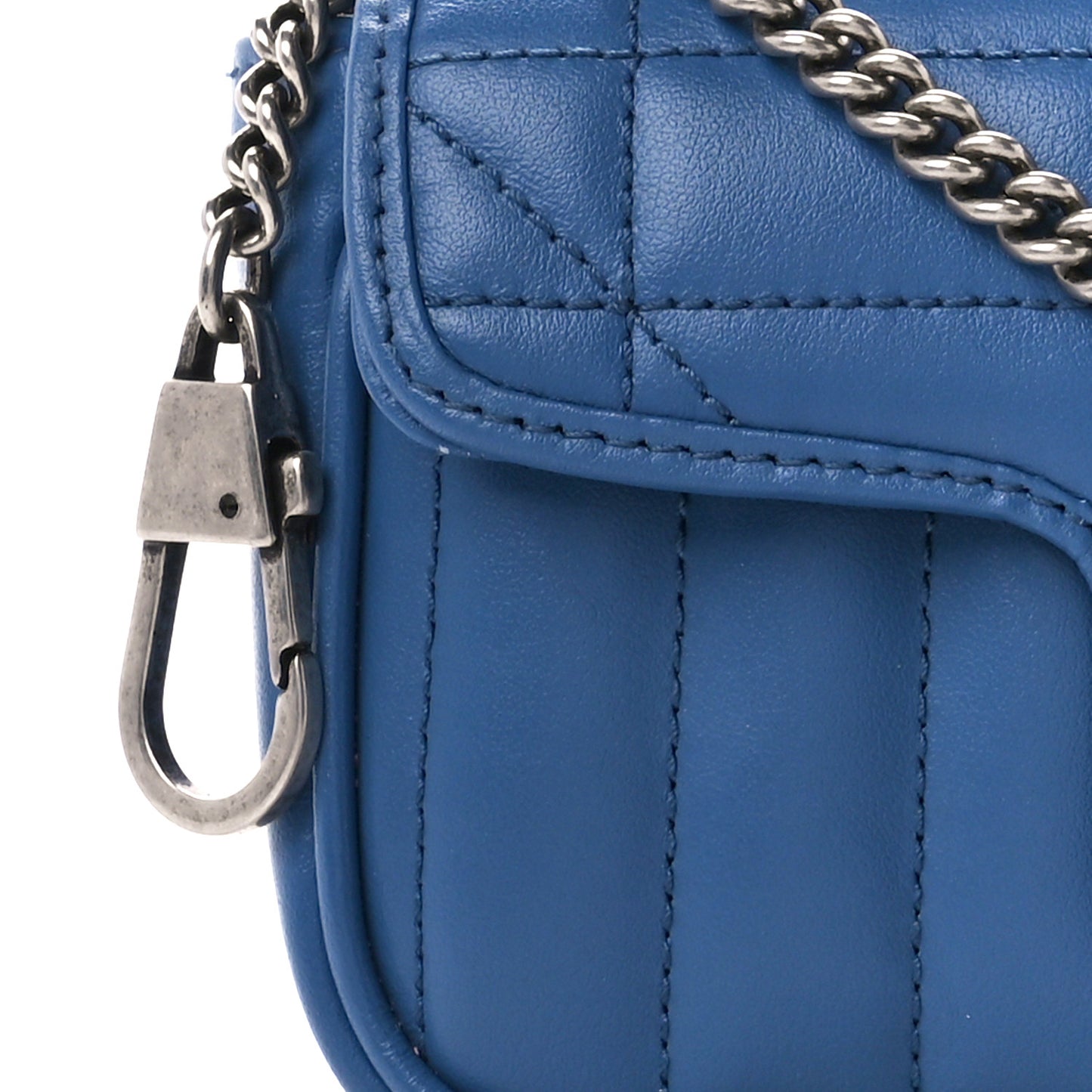Calfskin Matelasse Aria Super Mini GG Marmont Shoulder Bag Clear Blue