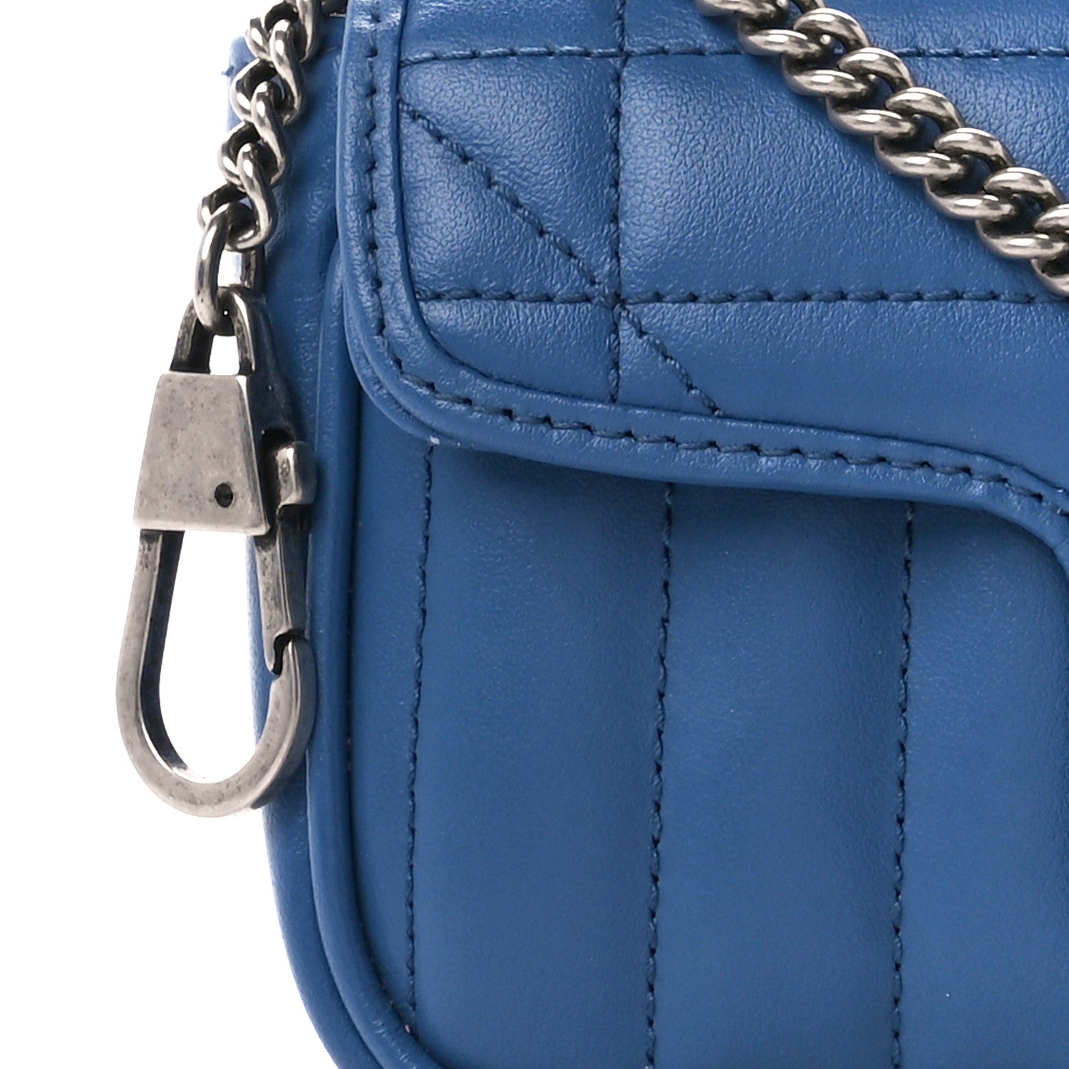 Gucci Calfskin Matelasse Aria Super Mini GG Marmont Shoulder Bag Clear Blue 8 of 11