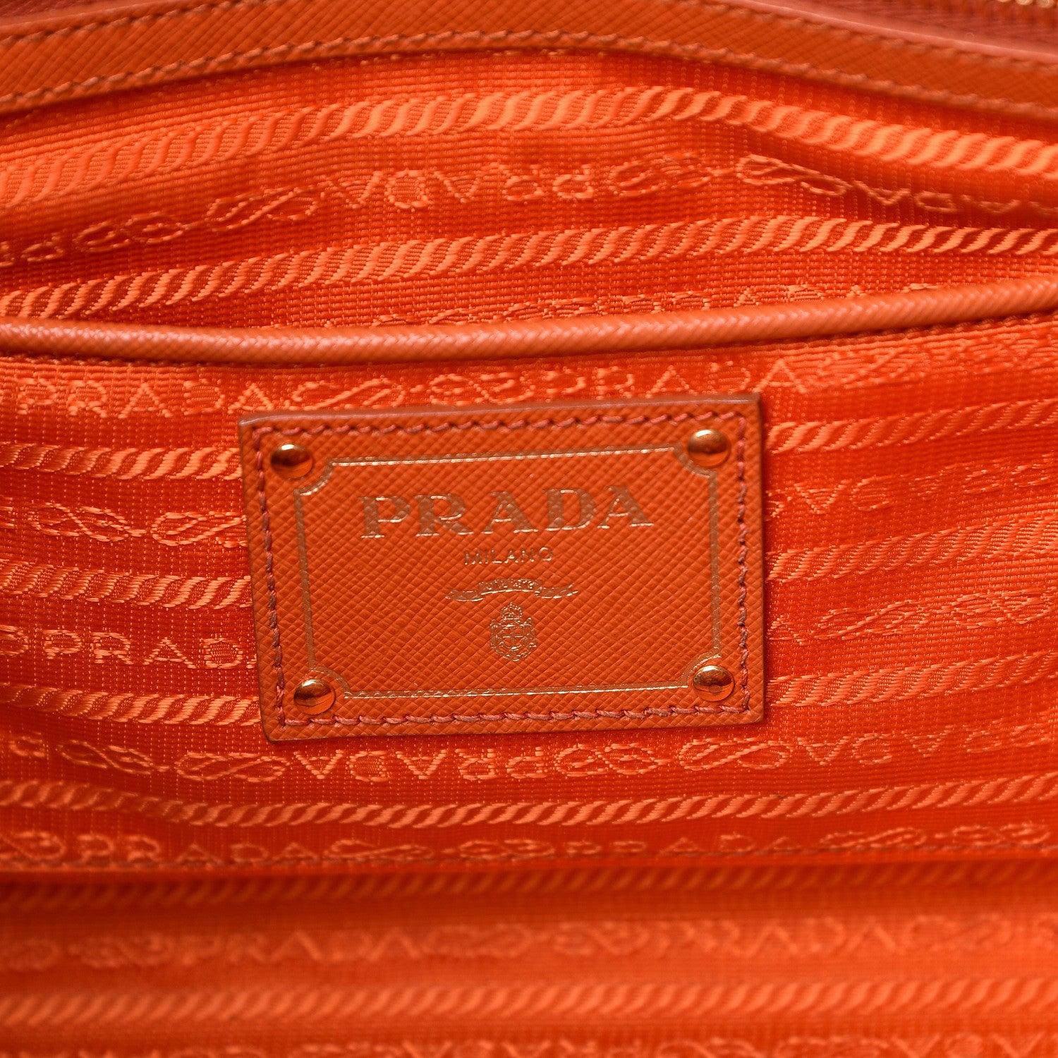Prada Saffiano Lux Top Handle Tote Papaya 6 of 25