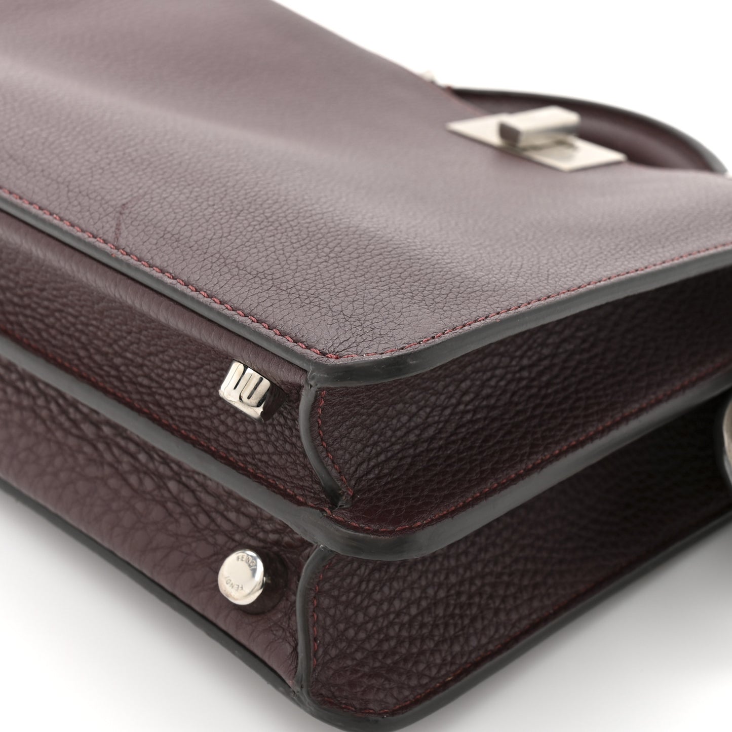 Cuoio Romano Vitello Cover Glazed Fabric Bi-Color FF 1974 Mini Peekaboo I SEE U Satchel  Ghianda Grezzo