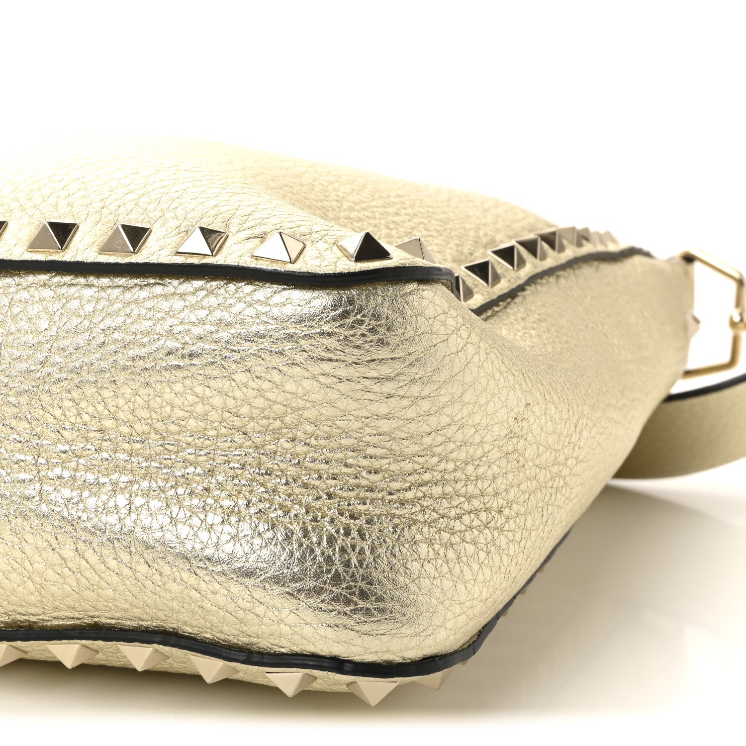 Valentino Garavani Metallic Pebbled Calfskin Small Rockstud Flip-Lock Messenger Bag Platino 9 of 9