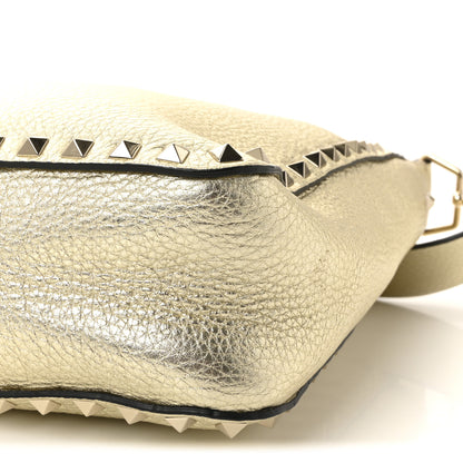 Valentino Garavani Metallic Pebbled Calfskin Small Rockstud Flip-Lock Messenger Bag Platino 9 of 9