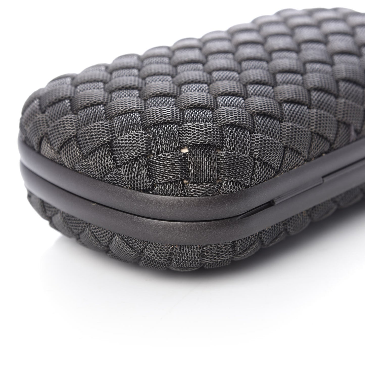 Metal Intrecciato Mesh Woven Knot Clutch in Gunmetal