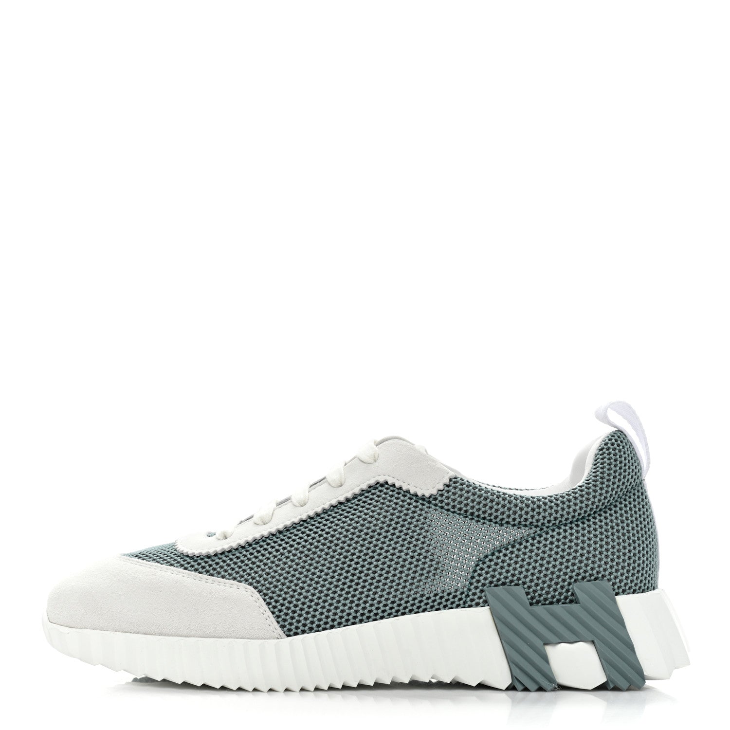 Hermes Air Mesh Suede Goatskin Bouncing Sneakers 40 Vert D'eau White 1 of 8