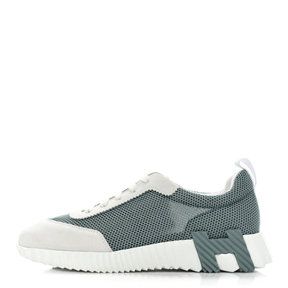 Hermes Air Mesh Suede Goatskin Bouncing Sneakers 40 Vert D'eau White 1 of 8