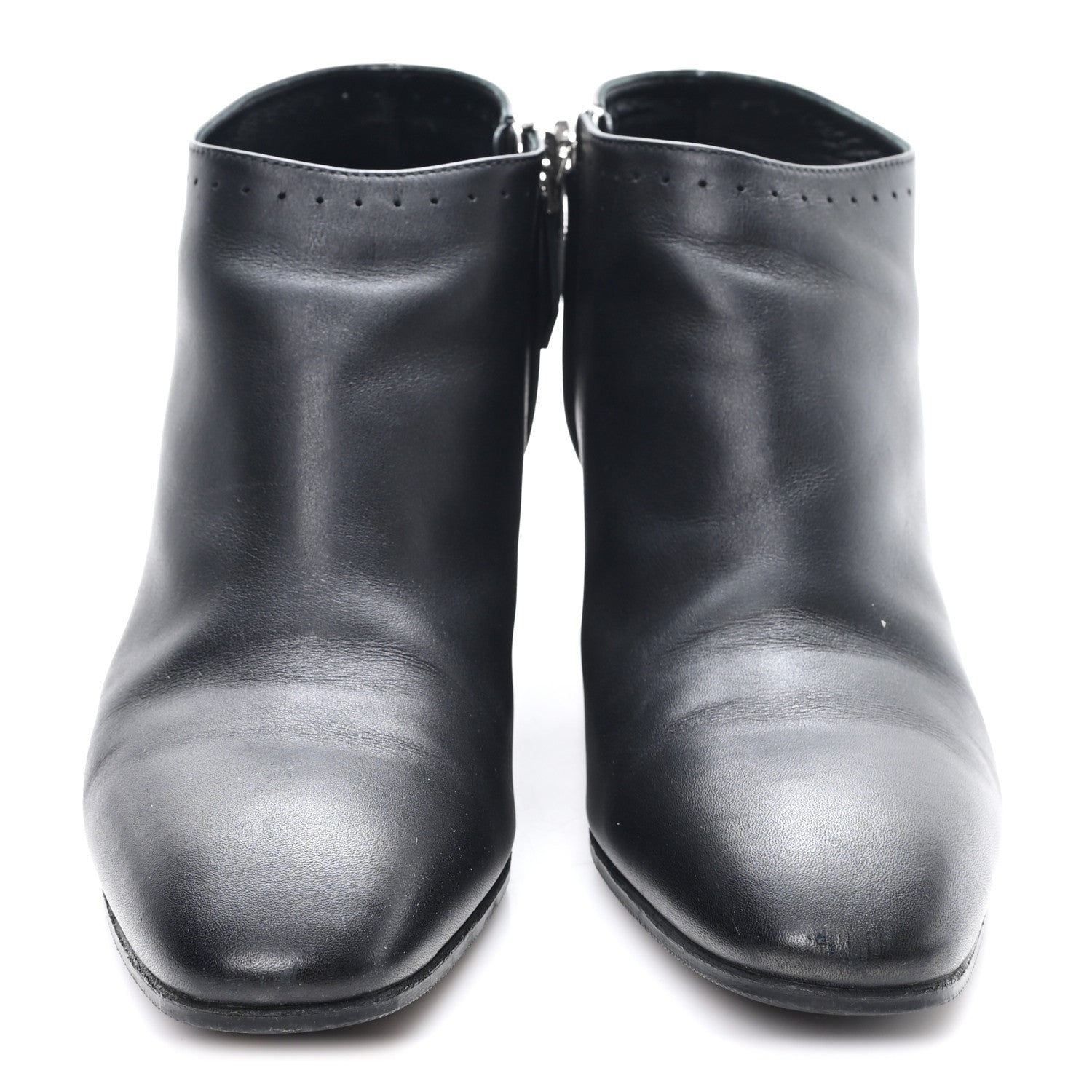 Hermes Calfskin Perforated Womens Booties 37.5 Black 3 of 8