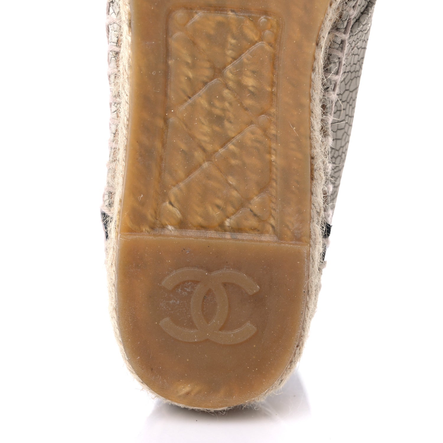 Chanel Crackled Calfskin High Top Espadrilles 38 Light Beige Black 10 of 10