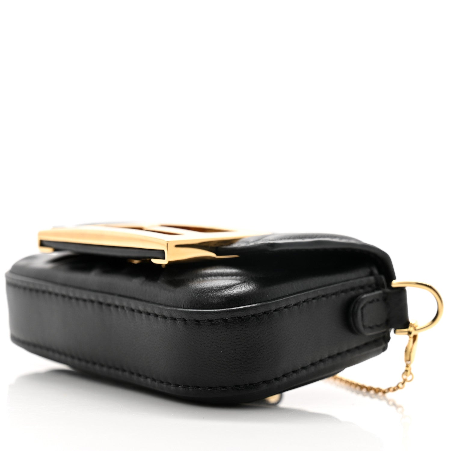 Fendi Nappa Matisse FF Embossed Nano Maxi Buckle Baguette Charm Black 8 of 9