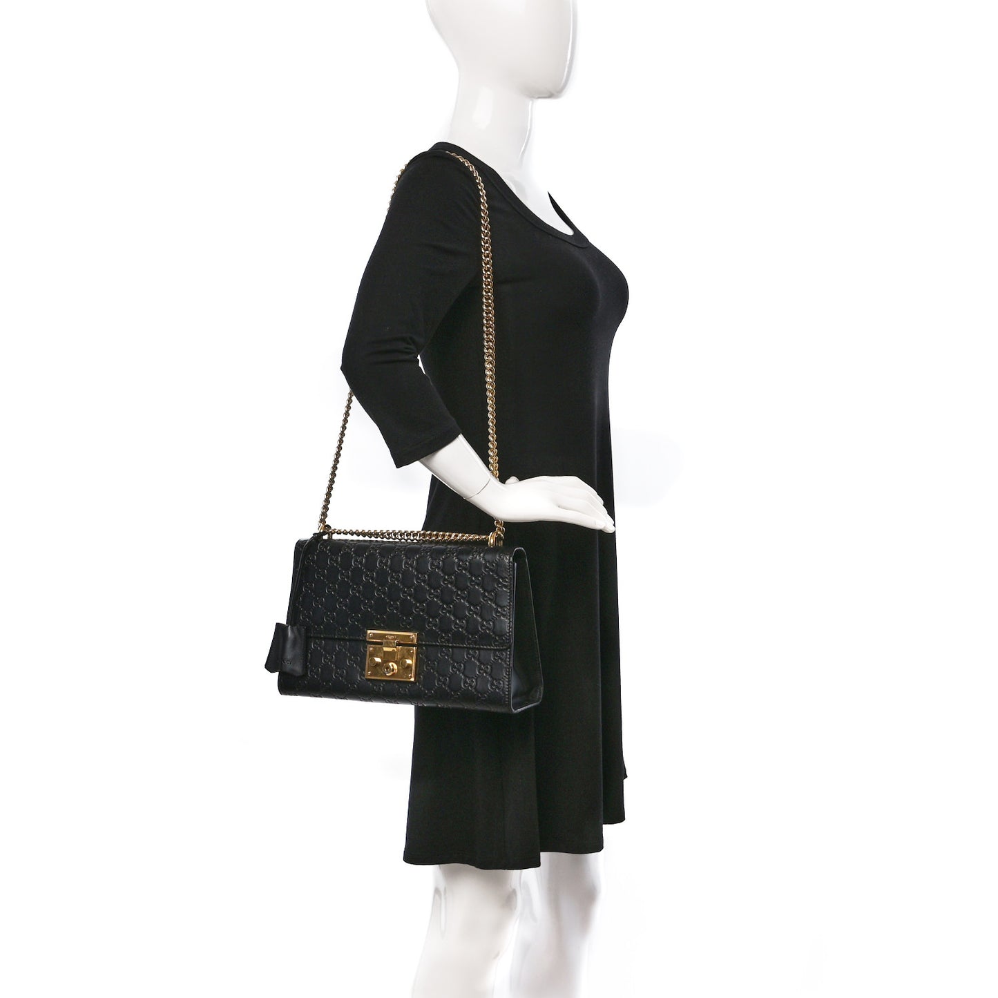 Guccissima Medium Padlock Shoulder Bag Black