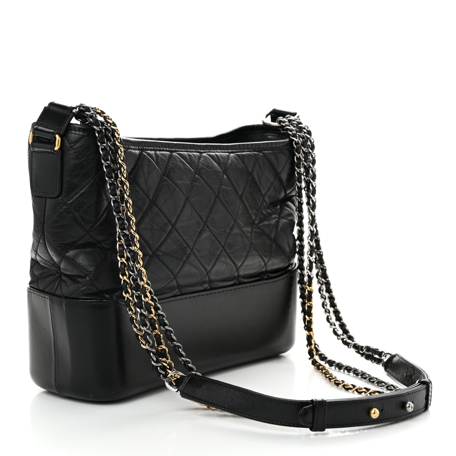 Chanel Aged Calfskin Quilted Medium Gabrielle Hobo Black 3 of 11
