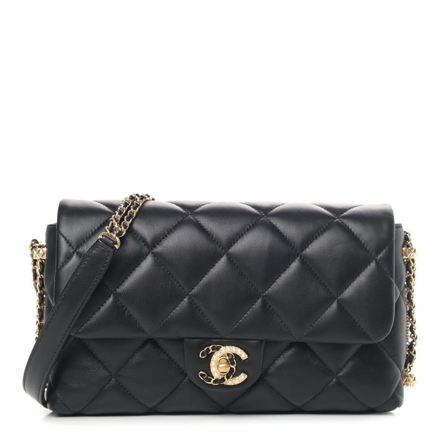 Lambskin Quilted Crush On Chains Flap Bag Black