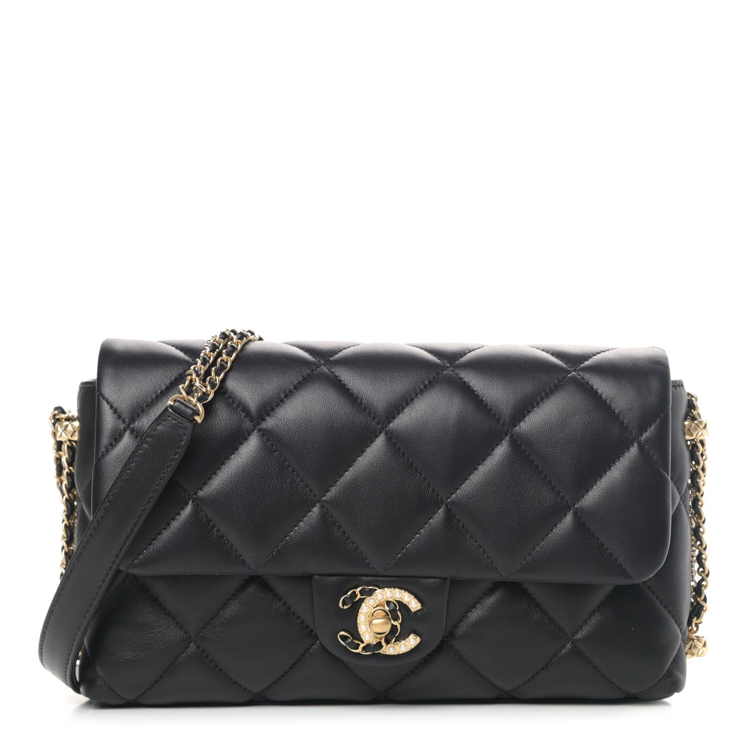 Chanel Lambskin Quilted Crush On Chains Flap Bag Black 1 of 4