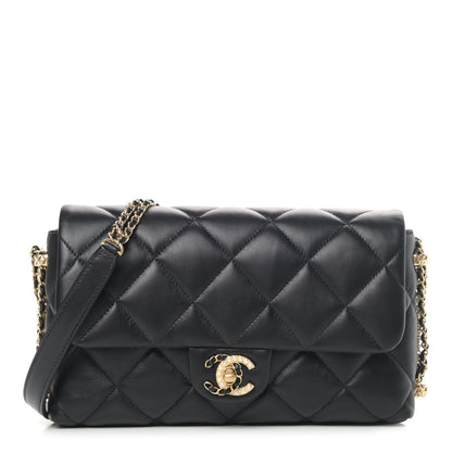 Chanel Lambskin Quilted Crush On Chains Flap Bag Black 1 of 4
