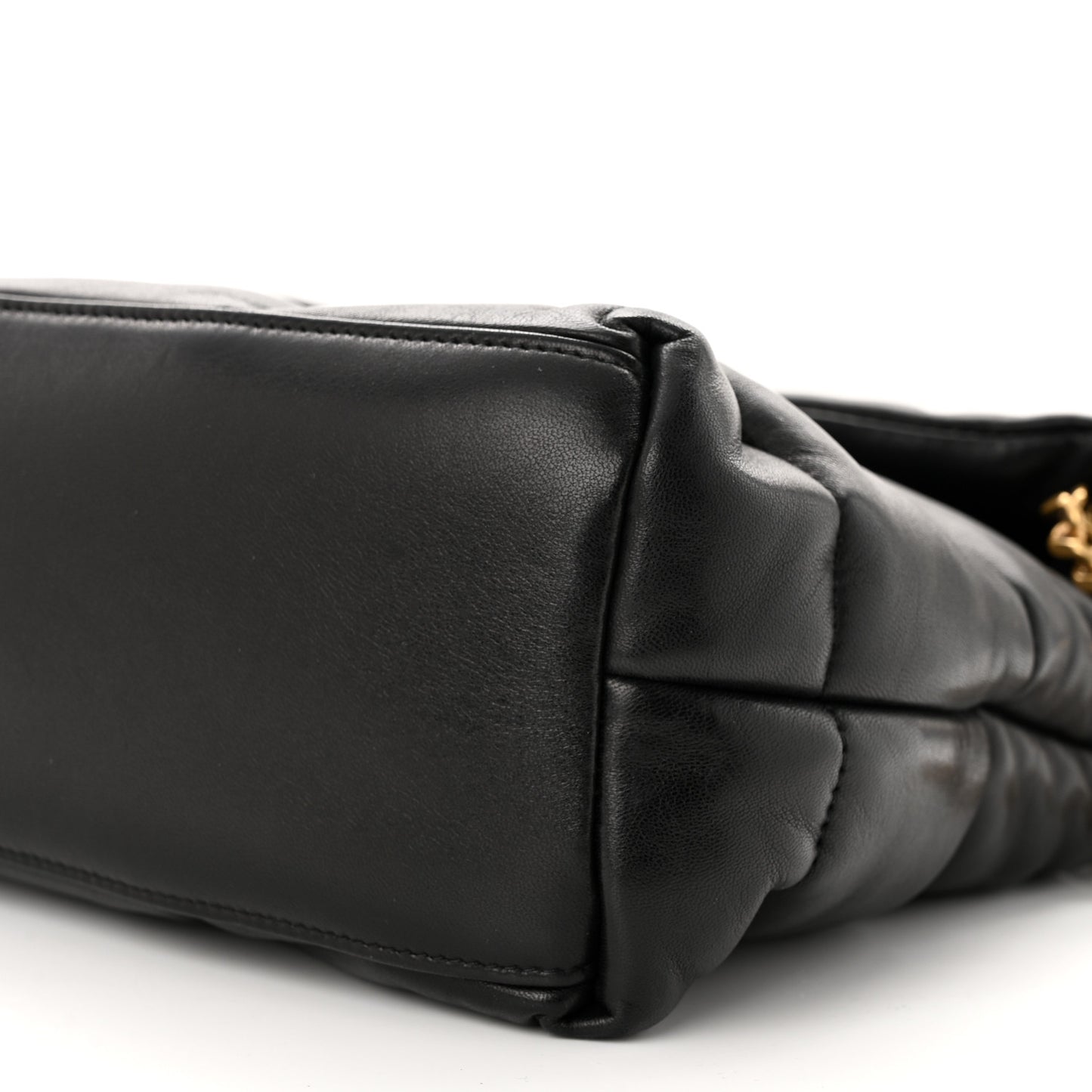Lambskin Quilted Medium Loulou Puffer Monogram Chain Satchel Black