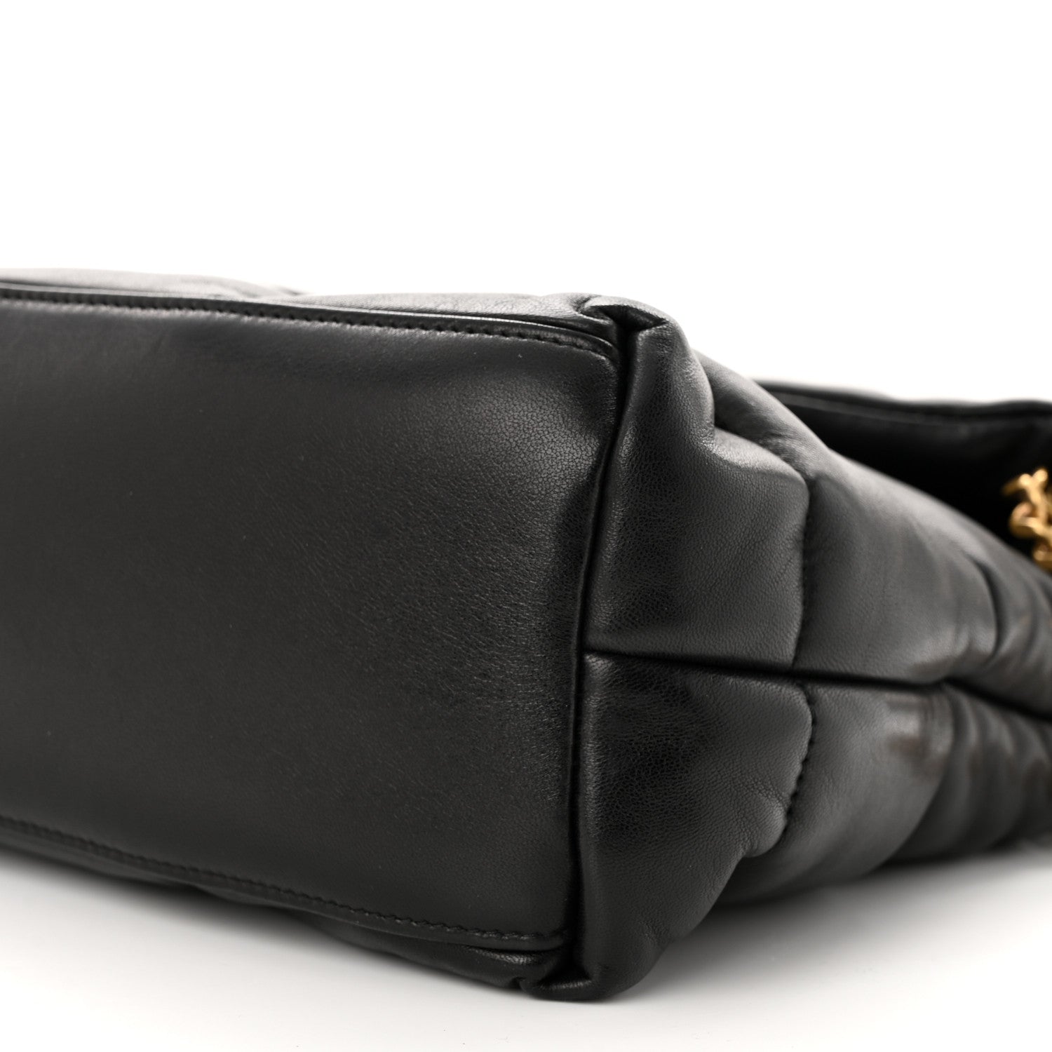 Saint Laurent Lambskin Quilted Medium Loulou Puffer Monogram Chain Satchel Black 10 of 11