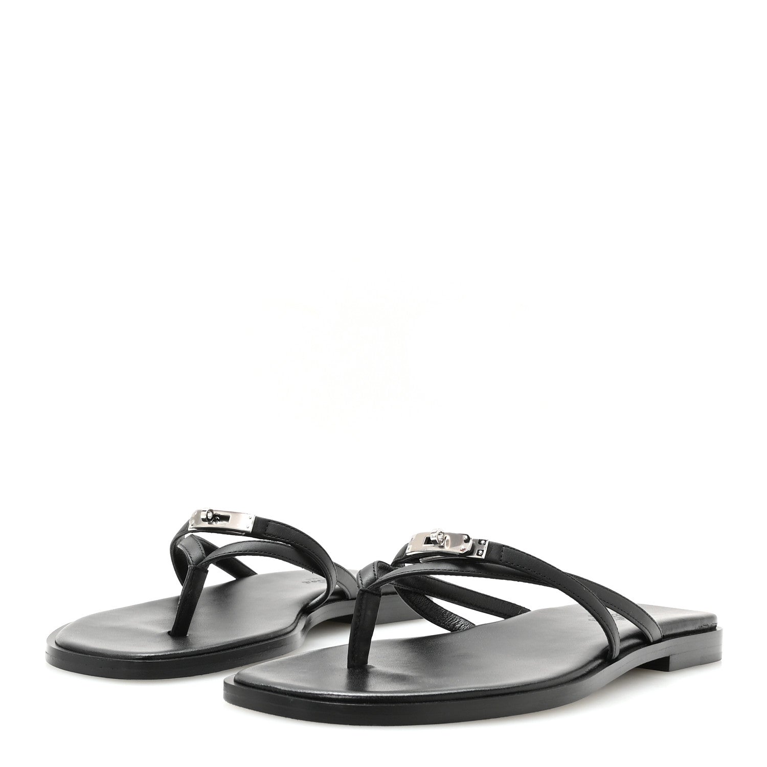 Hermes Calfskin Miss Sandals 37.5 Black 4 of 8