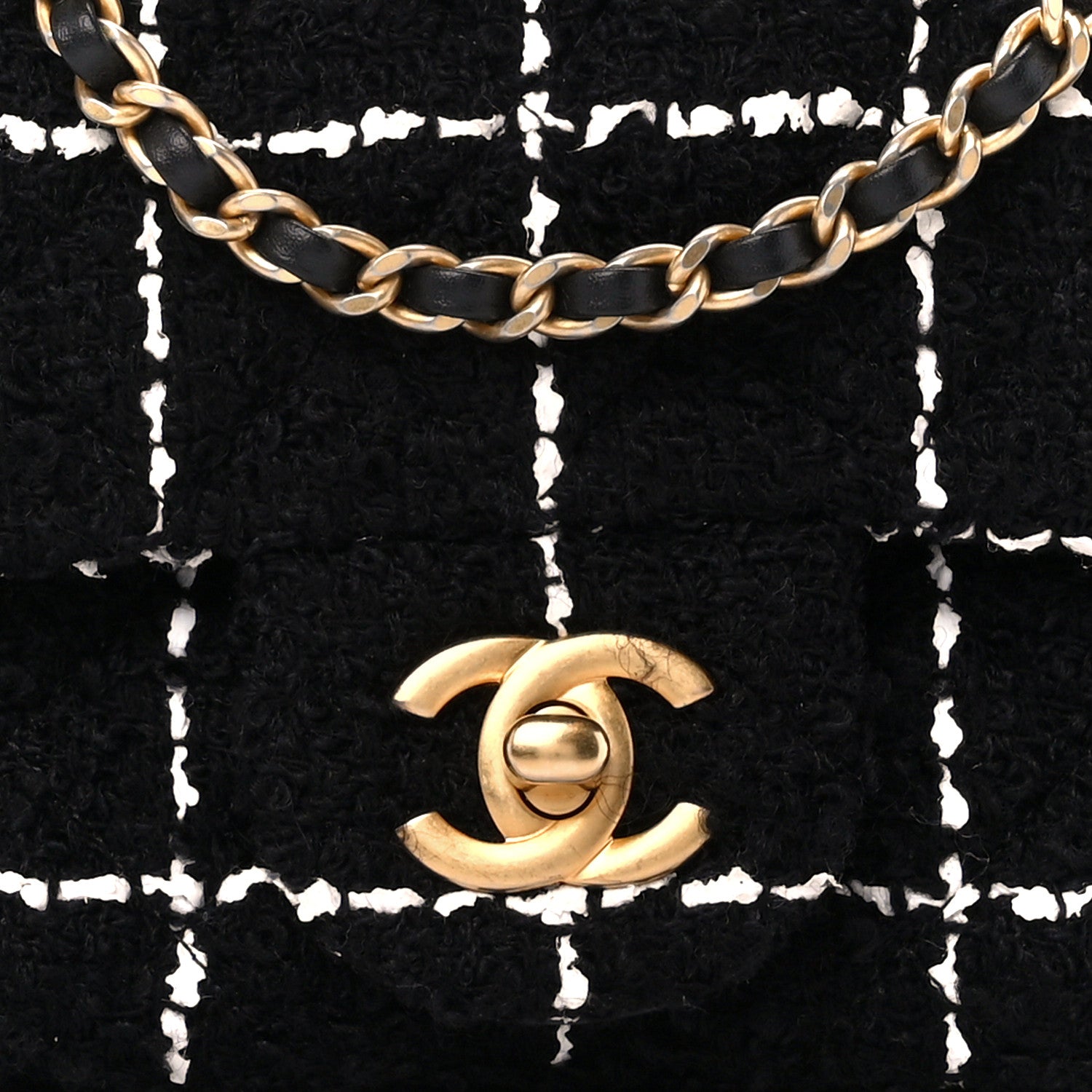 Chanel Tweed Quilted Mini Square Pearl Crush Flap Black 9 of 12