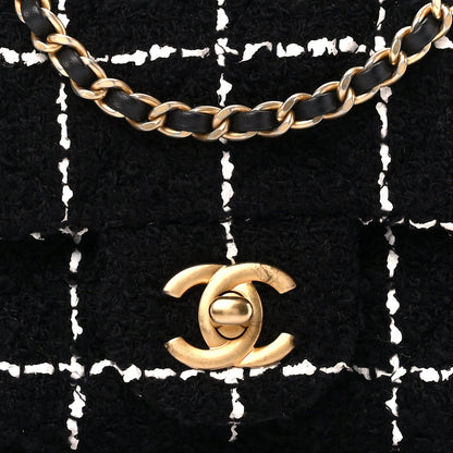 Chanel Tweed Quilted Mini Square Pearl Crush Flap Black 9 of 12