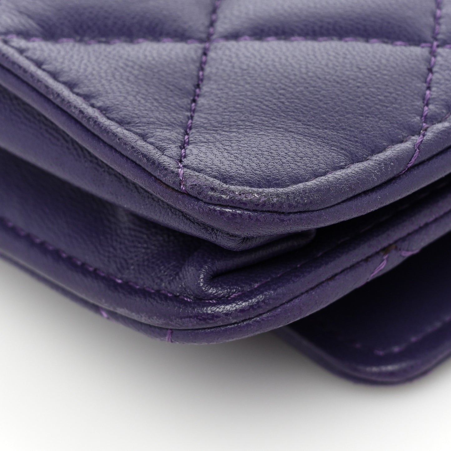 Lambskin Quilted Reissue Wallet On Chain WOC Purple