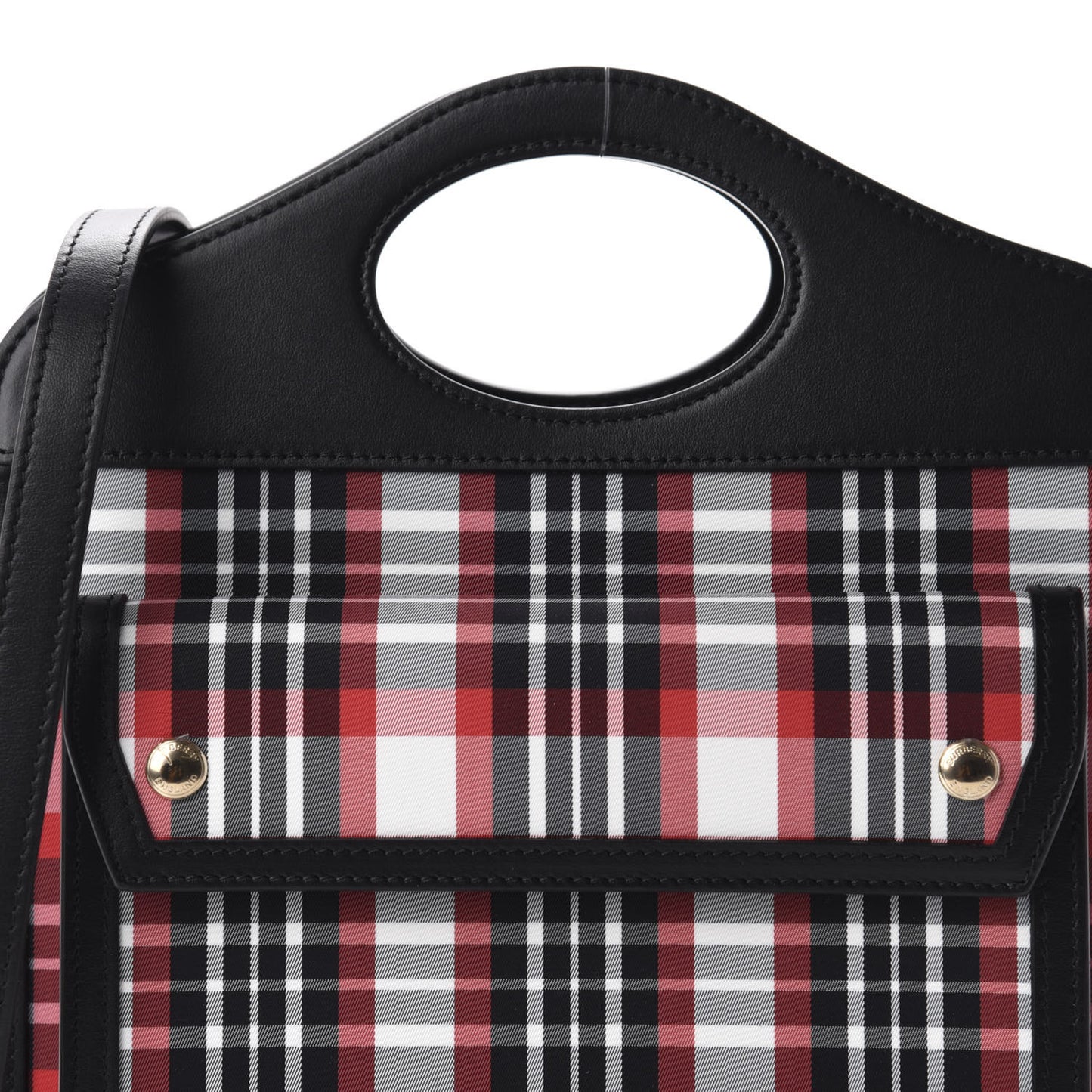 Calfskin Nylon Tartan Mini Pocket Bag Bright Red