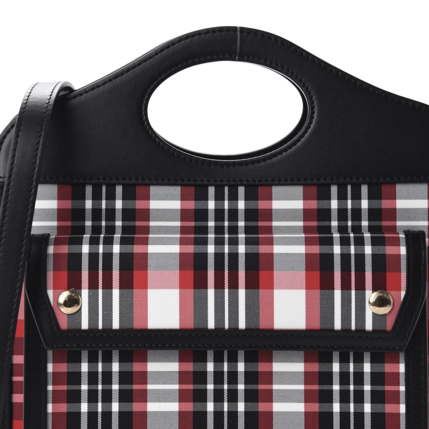 Burberry Calfskin Nylon Tartan Mini Pocket Bag Bright Red 10 of 10