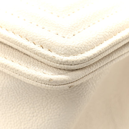 Chanel Caviar Chevron Quilted Small Boy Flap White 11 of 14