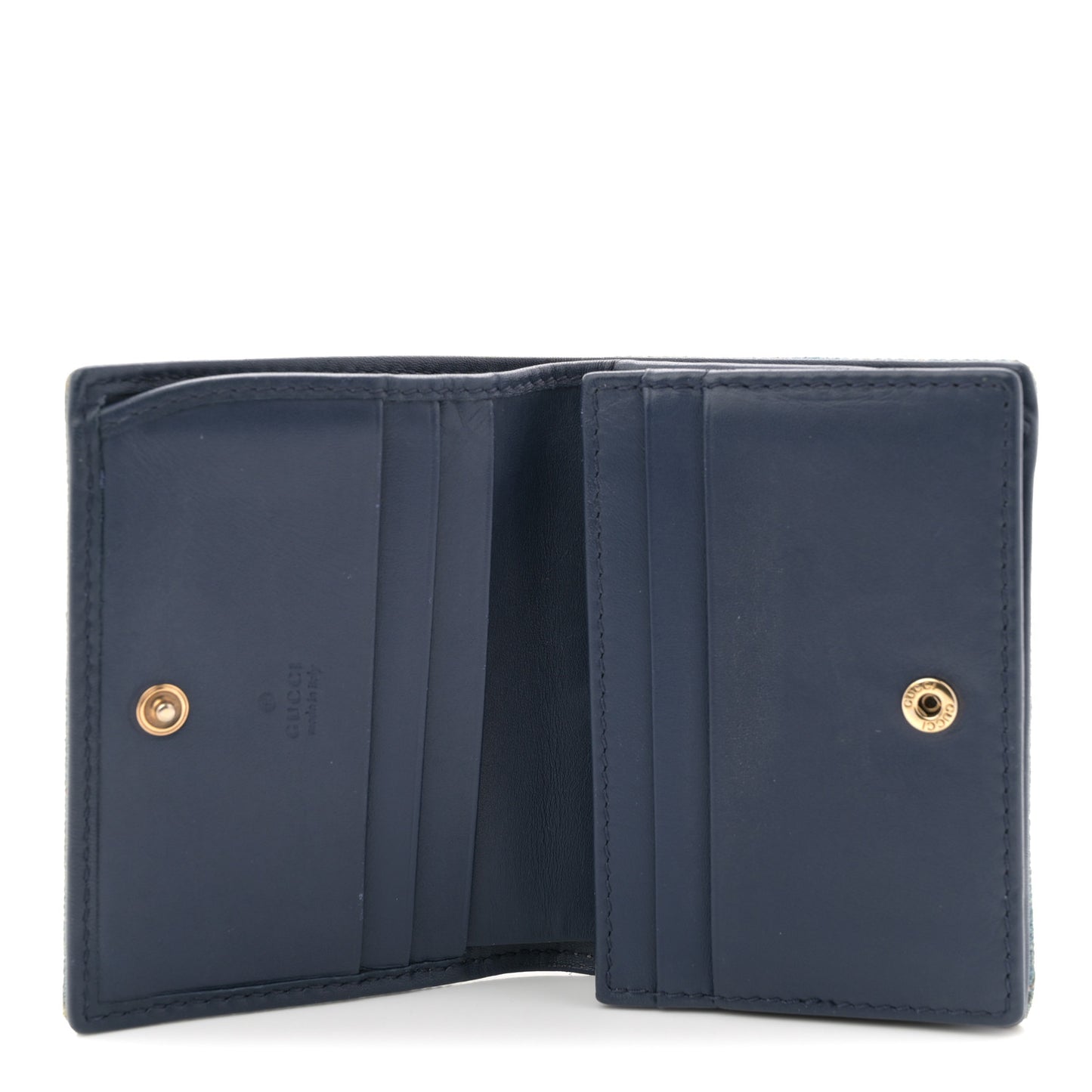 Denim Matelasse Pearly GG Marmont Card Case Wallet Blue