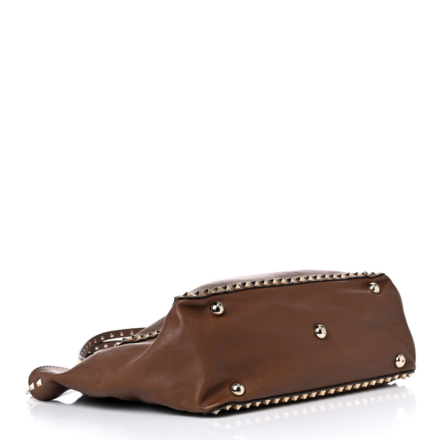 Vitello Medium Rockstud Tote Dark Noisette