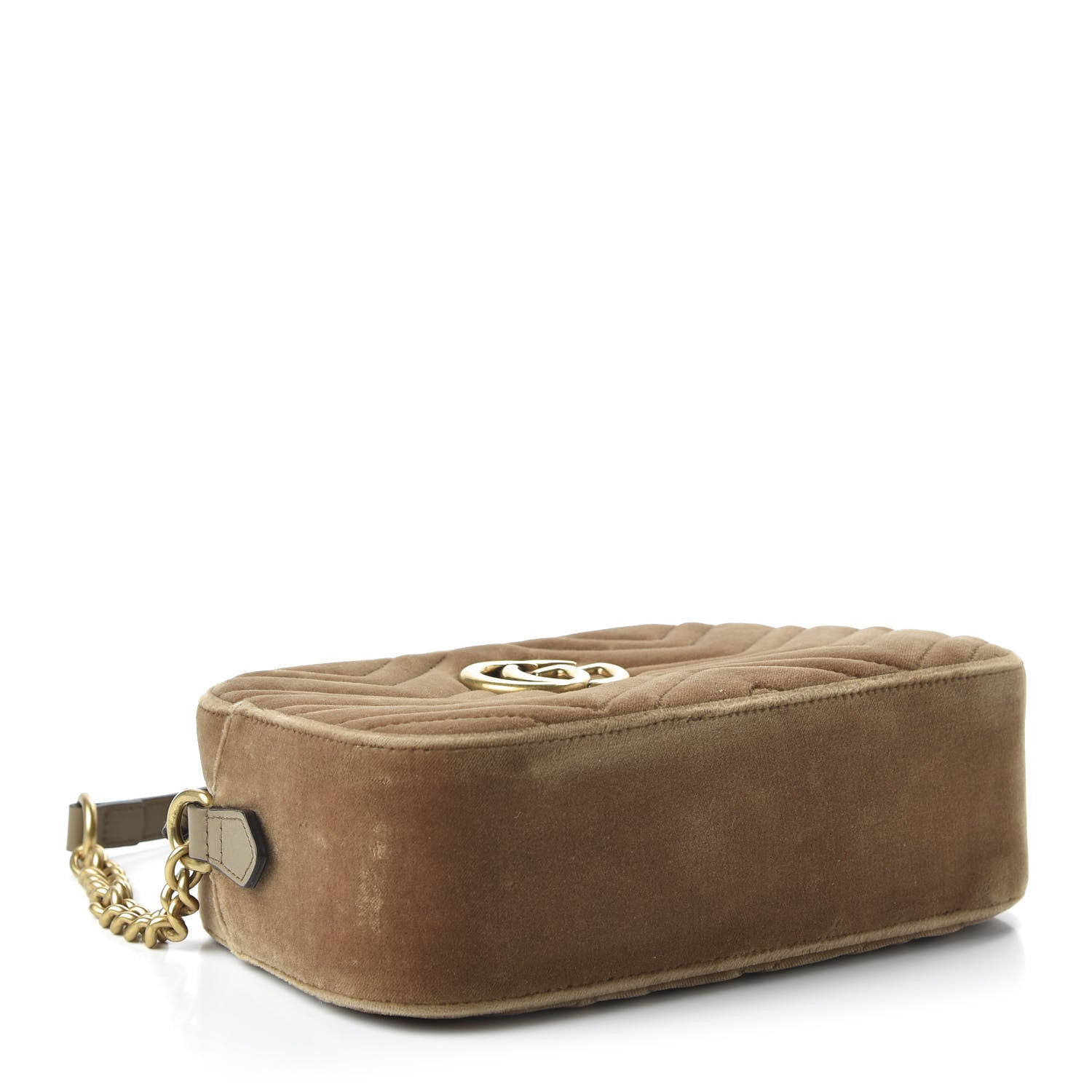 Gucci Velvet Matelasse Small GG Marmont Chain Shoulder Bag Taupe 4 of 11